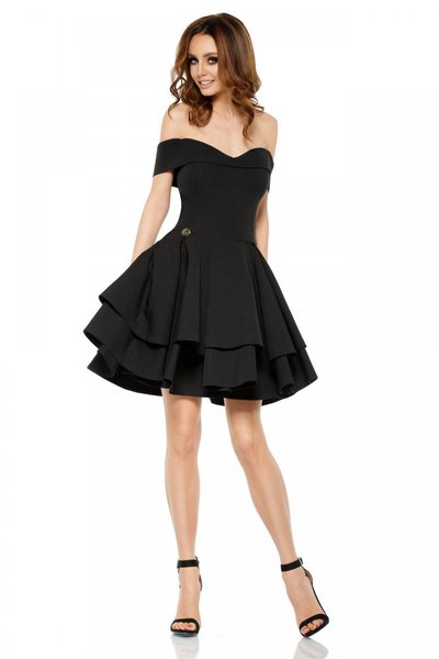 Rochie decoltata la umeri de culoare neagra